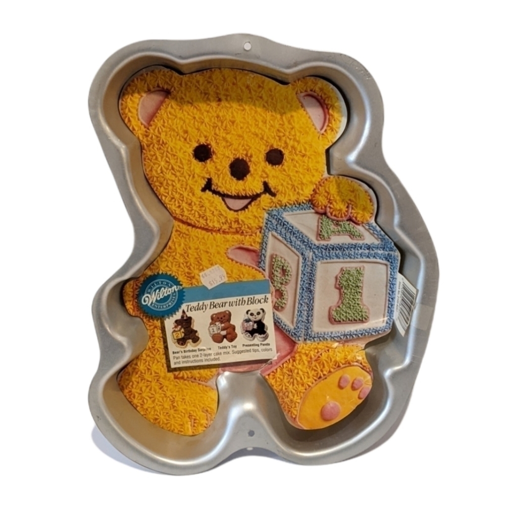 𝅺Vintage Wilton Teddy Bear With Block Cake Pan Panda